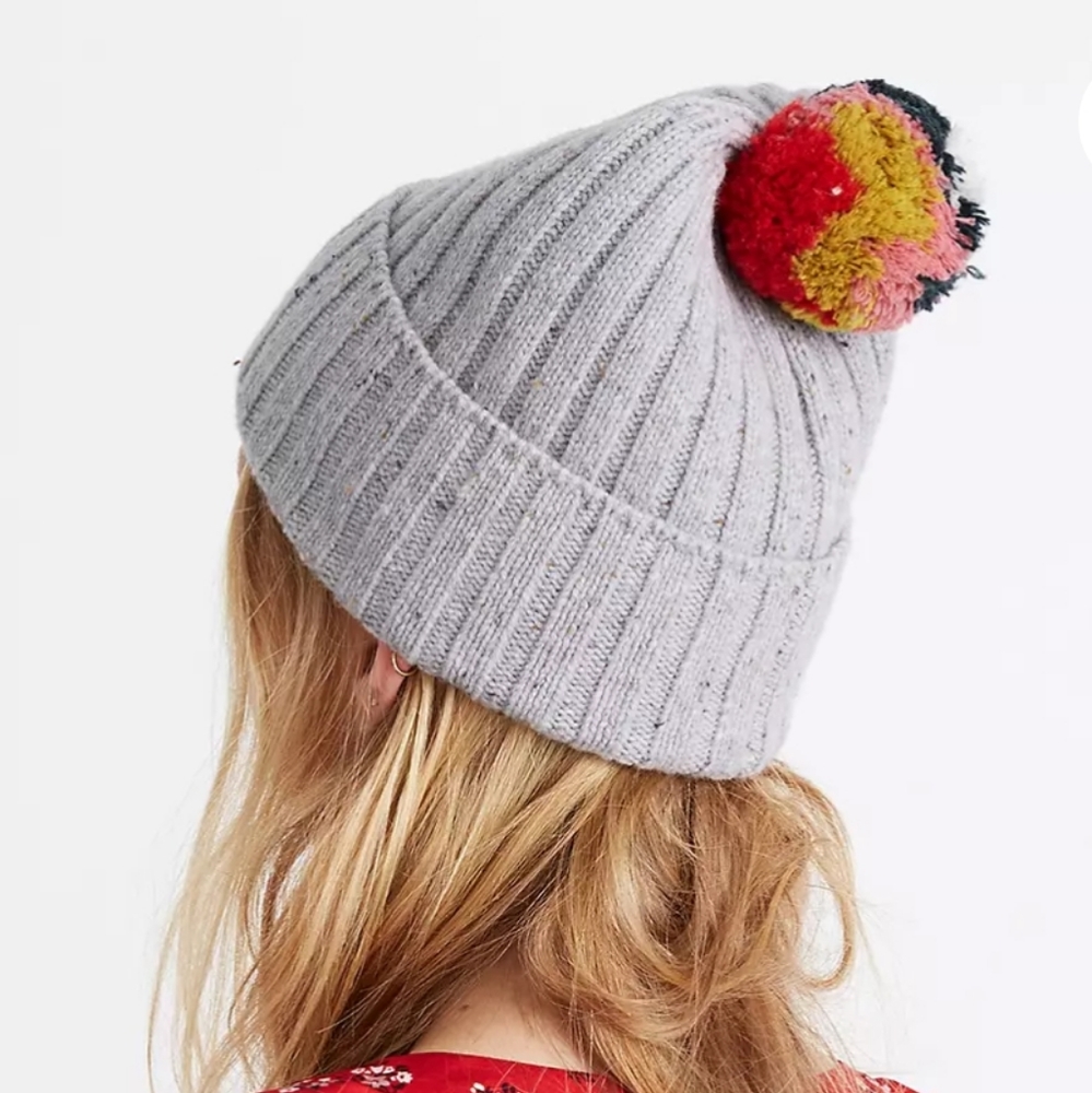 Madewell Rainbow Pom Pom Merino Wool Knit Hat